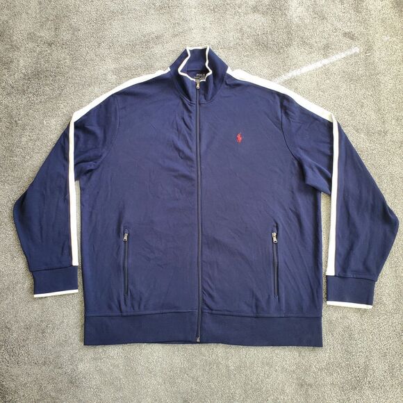 Polo Ralph Lauren Jacket Mens 2XL XXL Blue Track Full Zip Pony Performance - Picture 1 of 11
